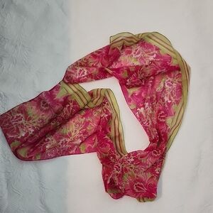 Floral Pink and Green Scarf